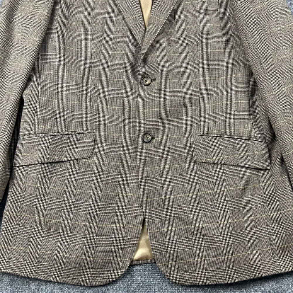 Banana Republic Blazer Mens 42R Brown Glen Plaid Wool Blend 2 Button Sport‎ Coat
